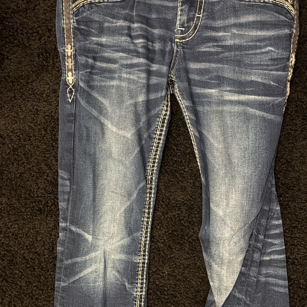 Rock Revival Dark Blue Slim Straight Jeans